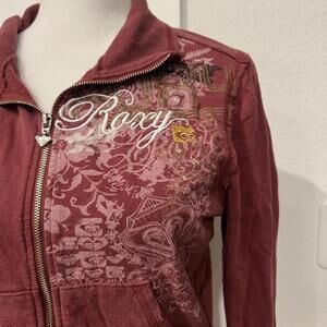 y2k Burgundy Roxy zip-up jacket